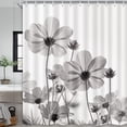 thumbnail image 3 of Unique Floral Grey Shower Curtain for Bathroom Decor, White and Gray Daisy Flower Elegant Wildflower Design Farmhouse Shower Curtains with Hooks Set, 71 X 84 Inches, 3 of 6