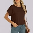 thumbnail image 5 of Besolor Summer Tunic Tops for Women Crewneck Short Sleeve T-Shirts Casual Solid Color Basic Blouse Tees, 5 of 9
