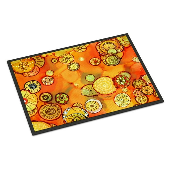 Abstract Flowers in Oranges and Yellows Door Mat