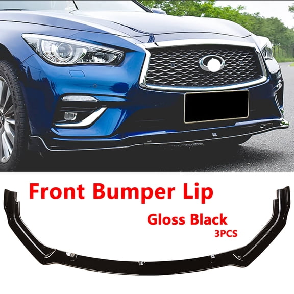 NINTE Front Bumper Lip for 2018-2023 Infiniti Q50 Base Gloss Black ABS 3PCS