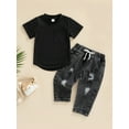 thumbnail image 3 of 2PCS Toddler Baby Boys Outfits Short Sleeve T-Shirt Tops + Ripped Denim Pants 6M 12M 18M 24M 3T Infant Casual Set 6M 12M 18M 24M, 3 of 9