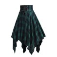 thumbnail image 6 of Gothic Plaid Midi Skirt for Women Vintage High Waisted A Line Asymmetrical Lace Up Pleated Skirt, 6 of 7