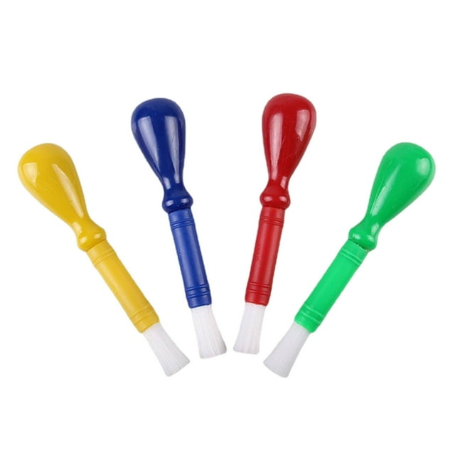 OfficeCraft Toddler Painting Set—4 Nylon Brush Heads with Handles for Painting Crafts and DIY Projects