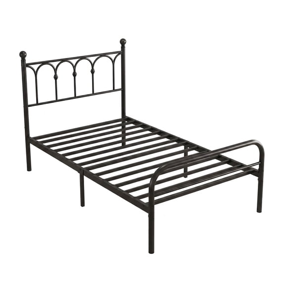 Alvantor Metal Platform Bed Frame, Classic Iron Art Headboard & Footboard, Stable & Noiseless, 11.9 Inch Under Bed Storage, No Box Spring Needed, Easy Assembly, Black