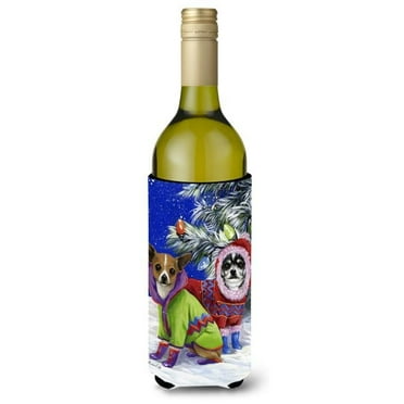 Carolines Treasures PPP3071LITERK 24 oz Chihuahua Christmas Snowflakes Wine Bottle Hugger