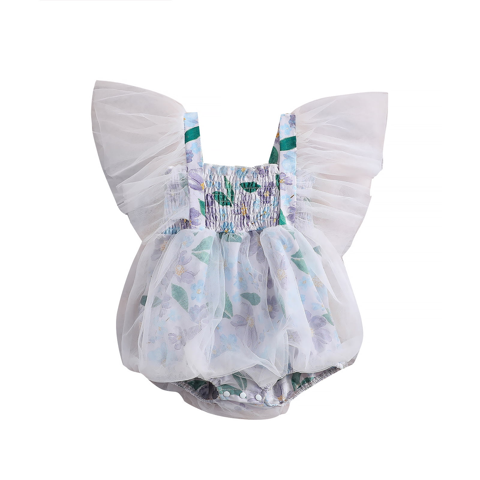 Biekopu Baby Girls Spring Summer Fall Romper, Causal Cute Dots/Floral ...