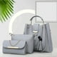 thumbnail image 3 of Conjunto de 3 bolsos para mujer | Bolso tote, bandolera y clutch | Piel sintética con borla y asa superior | Gran capacidad para el trabajo y viajes, 3 of 5