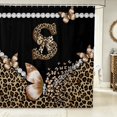 thumbnail image 2 of Manfei Leopard Print Letter S Shower Curtain 72Wx84L,Butterfly Bowtie Bathroom Shower Curtain,Black Brown, 2 of 5