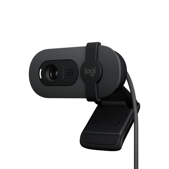 Logitech Brio 100 Full HD Webcam for Meetings and Streaming, Auto-Light Balance, Built-In Mic, Privacy Shutter, Graphite