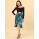 thumbnail image 2 of INSPIRE CHIC Falda Asimétrica Cruzada De Terciopelo Con Lazo Lateral Y Volante Dividido Para Mujer Azul S, 2 of 5