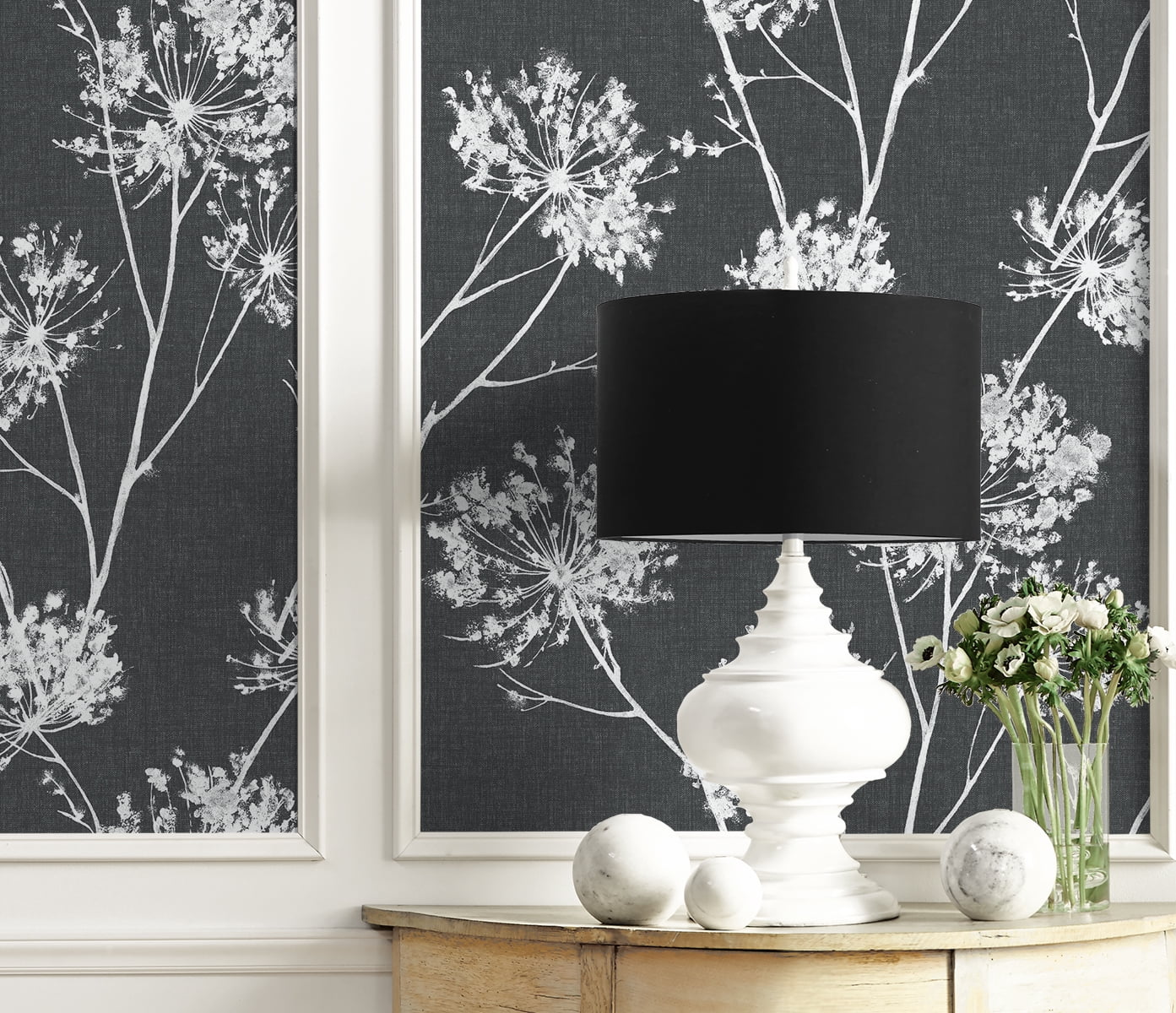 Seabrook Designs Charcoal One O'Clock Prepasted Wallpaper - 20.5 in. W x 33 ft. Roll