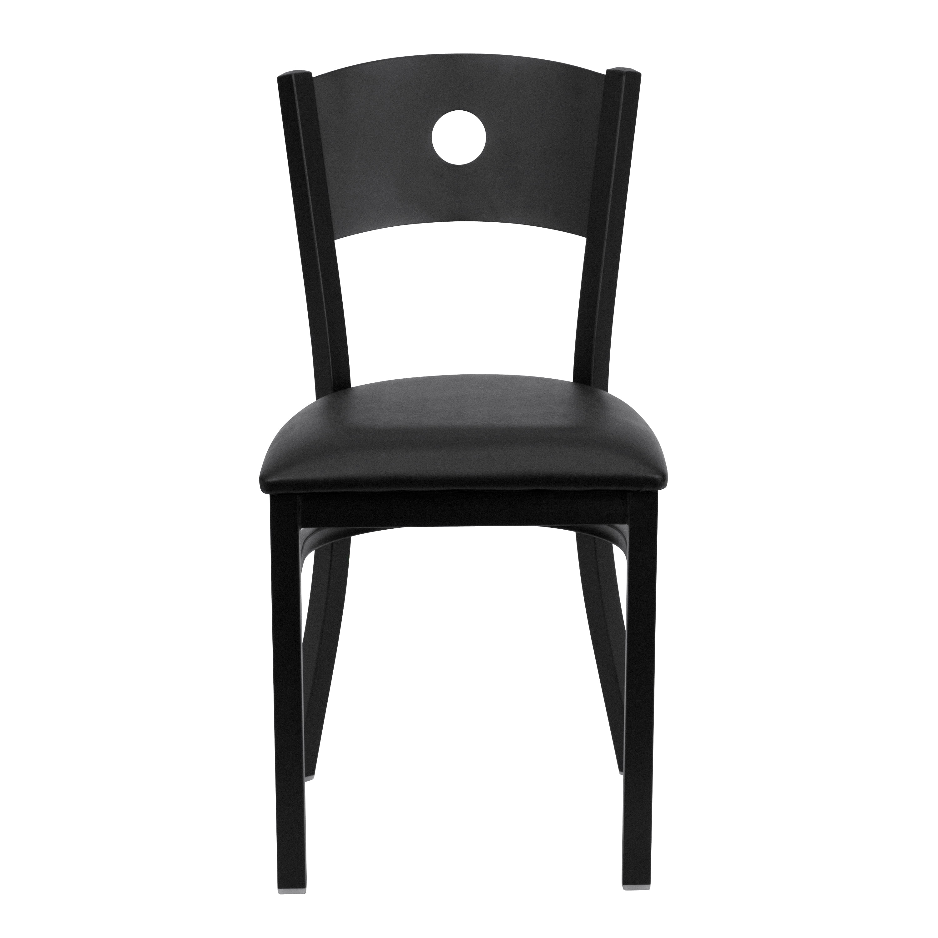 Flash Furniture 2 Pk. HERCULES Series Black Circle Back Metal Restaurant Chair - Black Vinyl Seat