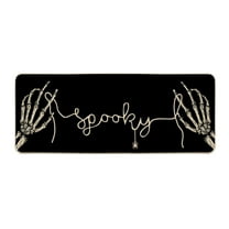 Sm:)e Spooky Skeleton Spider Bone Day of the Dead Doormat 17x47 Inch, Black