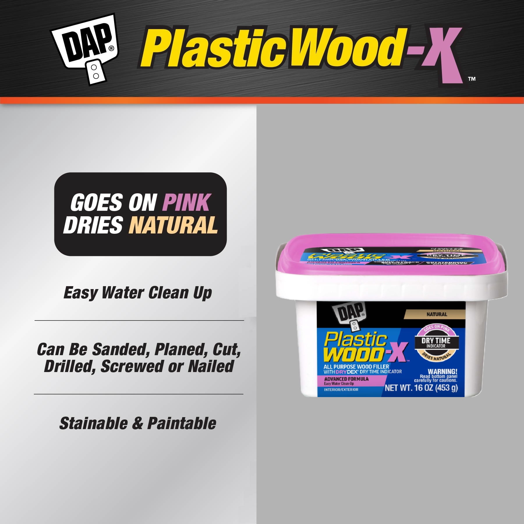 DAP Plastic Wood-X with DryDex 16 oz Natural Wood Filler Adhesive