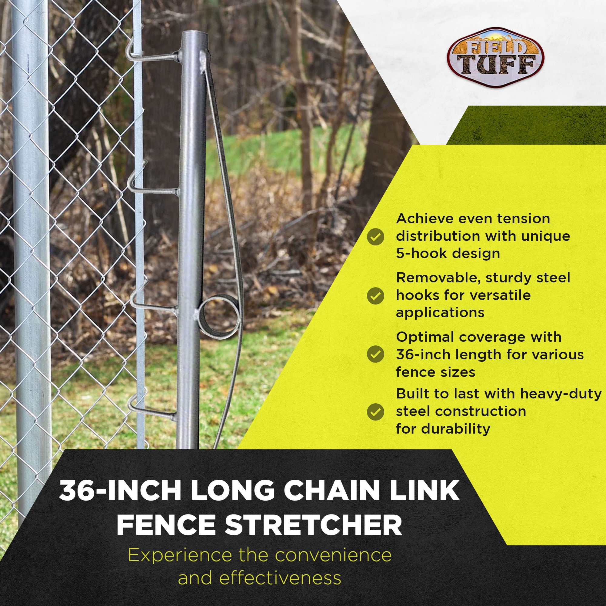 Field Tuff 36 Inch Long Chain Link Fence Stretcher with 5 Hook Design -  Walmart.com