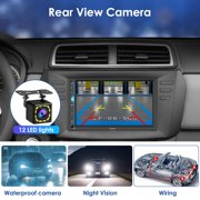 Carpuride 7 Double Din Car Stereo CarPlay Android Auto Bluetooth w/Camera