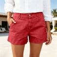 thumbnail image 2 of Gunia Summer Women Stretchy Stretch Shorts High-Waist Wide-Leg Lose Cargo Shorts Pockets Button Short Pants Lightweight Daily Wear Ladies Soft Clothes Red, 2 of 7