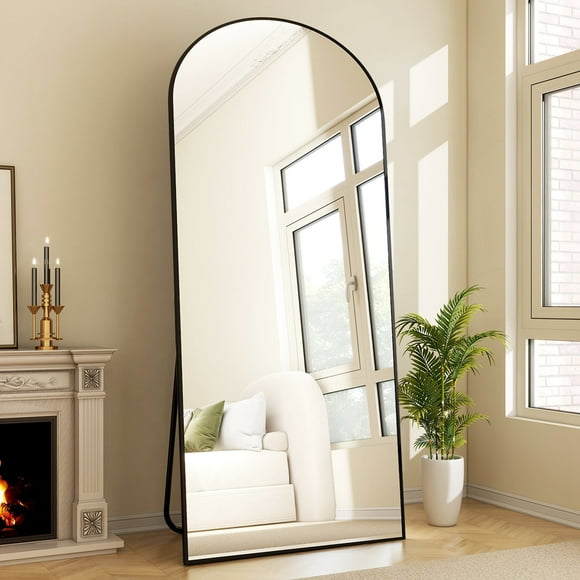 BEAUTYPEAK Full Length Mirror 71"x30" Oversized Arched Body Dressing Floor Mirrors for Standing Leaning, Black