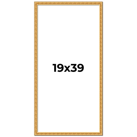 19x39 Frame Gold Real Wood Picture Frame Width 1 inches | Interior Frame Depth 0.5 inches | Edwina