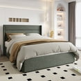 thumbnail image 2 of Einfach Queen Size Lift up Platform Storage Bed Frame with Fabric Upholstered Wingback Panel Headboard, Dark Gray, 2 of 12