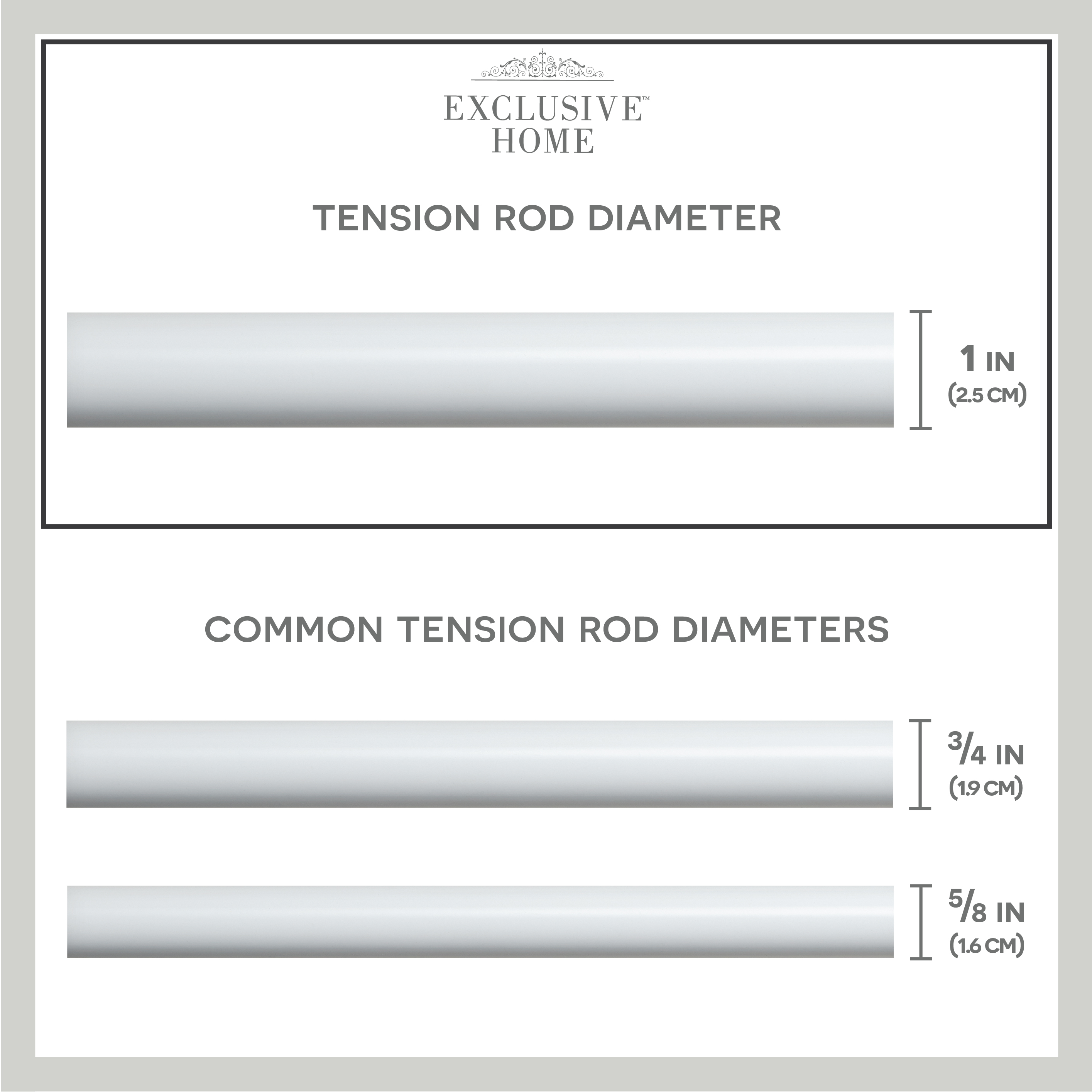 Exclusive Home Tension Rod, White, Adjustable 24"-40"