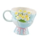 thumbnail image 2 of Taza de café de cerámica, taza de cerámica rosa, 360 ml, regalo de cumpleaños artístico y lindo con flores Azul, 2 of 9