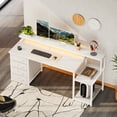 thumbnail image 6 of Casacomoda 55 Inch Computer Desk with LED Light, Monitor  Stand, Desk with 4 Drawers, Home Office Desk with Storage Shelves, White Office Desks, White, 6 of 7