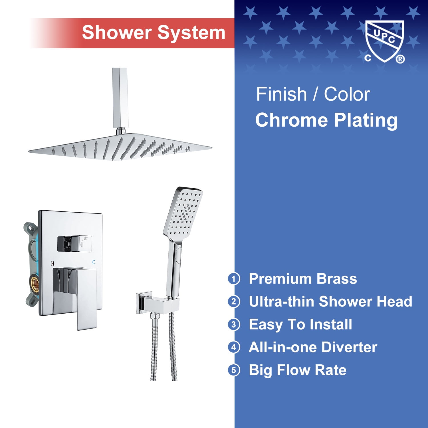 Rainlex One-Handle 1-Spray Setting Polished Chrome Bathtub Shower Faucet