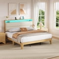 thumbnail image 7 of EastVita Boucle Upholstered King Bed Frame with Headboard LED Lights Charging Station 2 Tier Storage Shelves Platform Cream Easy Assembly No Box Spring Needed, 7 of 7