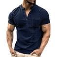 thumbnail image 1 of TSADFHJI Hauts de Pyjama pour Hommes Manches Longues Automne T-Shirt à Manches Courtes en Coton Décontracté avec Poche TTTG Marine, 1 of 8