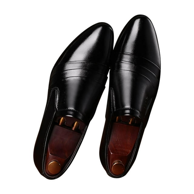 LSLJS Chaussures Décontractées pour Hommes en Cuir à Bout Pointu avec Poignets, Chaussures en Cuir pour Hommes