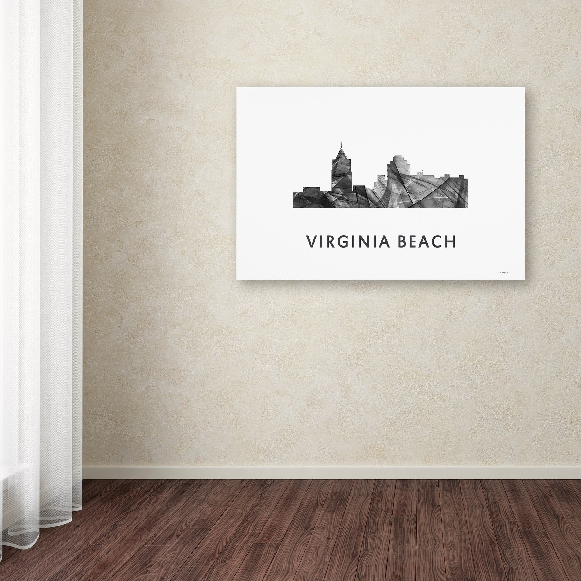 Trademark Fine Art 'Virginia Beach Virginia Skyline WB-BW' Canvas Art by Marlene Watson