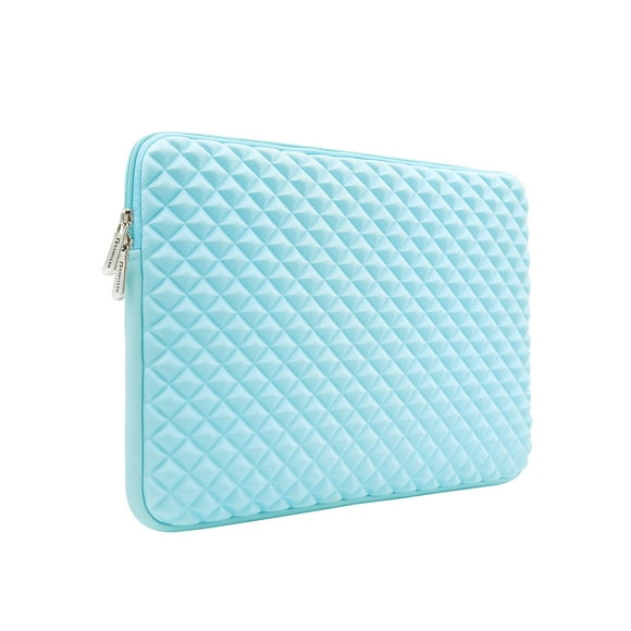 RAINYEAR 15.6 Inch Laptop Sleeve Diamond Foam Shock Resistant Neoprene Padded Case Fluffy Lining Zipper Cover Carrying Bag Compatible with 15.6" Notebook Computer Chromebook (Blue)
