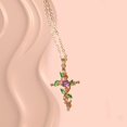 thumbnail image 4 of Jewelry Creative Leaf Wrap Cross Pendant Necklace, Women'S Diamonds Accessories Necklace Mom Gifts Mother's Day Gifts Necklace Birthstone Necklace for Mom Birthday Gifts for Mom Gifts from Daughters, 4 of 5