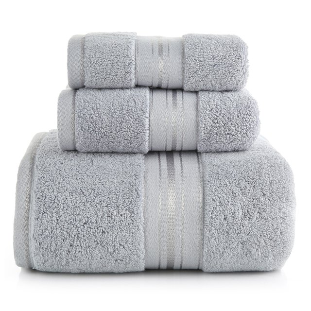 Coofit Bath Towels Set Cotton 3PCS Super Absorbent Washcloth Hand Towel for Bathroom