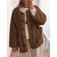 thumbnail image 4 of Women's Winter Coats Long Sleeve Button Up Fuzzy Fleece Jackets Outerwear Fall Fashion Clothes Brown S, 4 of 9