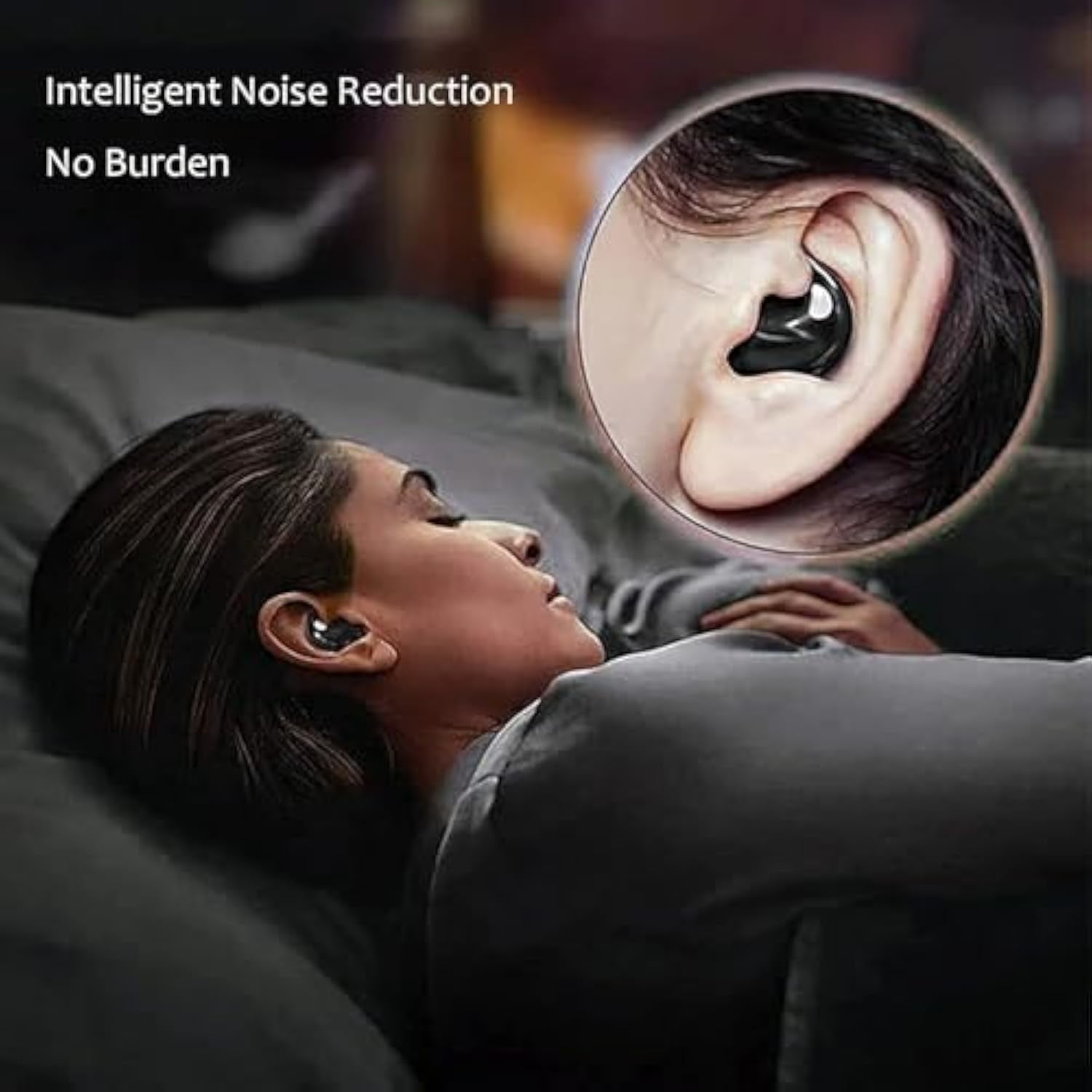Vipbugo Invisible Sleep Wireless Earphone Ipx5 Waterproof, Vipbu Sleeping Earbuds for Side Sleepers Built-in Mic, Thin Invisible Sleep Earbuds for Sleep, Work, Music, Family (Black+White)
