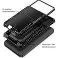 thumbnail image 3 of Case Compatible with iPhone 15 with Card Holder 4-Card Dual Layer Heavy Duty Shockproof Wallet Case Hidden Flip Card Slot Protective Hard Shell Back Cover Case for iPhone 15, 6.1 Inch Black, 3 of 7
