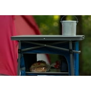 خزانة Ozark Trail 3 رف قابلة للطي مع سطح طاولة ، أزرق ، 23 لتر × 19 واط