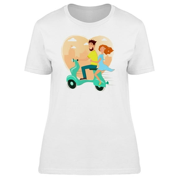 Lady & Man Love Riding A Scooter Tee Women's -Image by Shutterstock