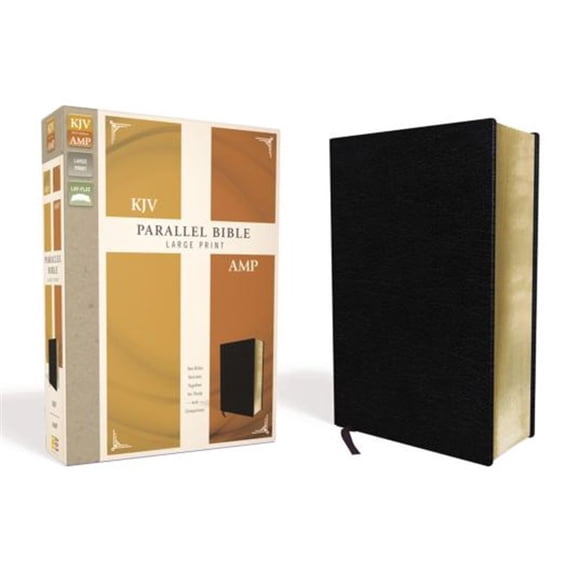 Pre-Owned KJV, Amplified, Parallel Bible, Large Print, Bonded Leather, Black, Red Letter Edition: Two Bible Versions Together for Study and Comparison (Unknown) 0310446694 9780310446699