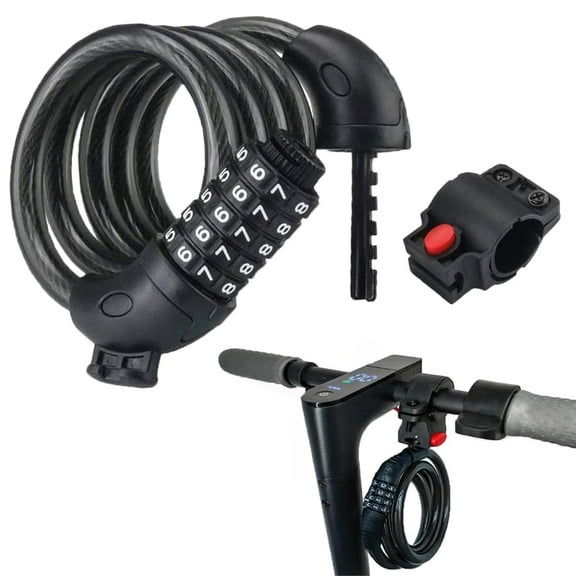 YMWVH Bike Lock with Combination, 4/5.6ft Bike Cable, Security 5-Digit Resettable Combination Coiled Bike Lock, with Mounting Bracket for Bikes and Scooters
