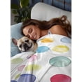 thumbnail image 3 of Rainbow Queen Size Flat Sheet, Wrinkleproof & Fadeproof Cooling Flat Bed Sheet Only, Colorful Boho Tainted Pattern Polka Dot Modern Breathable Soft Bedding Top Sheets 90 x 102 Inches, 3 of 8