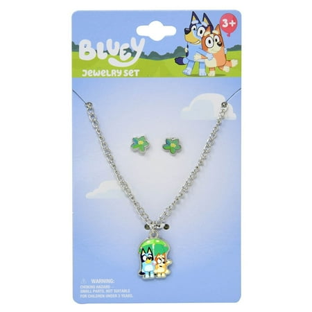 Bluey Metal Necklace & Earring Jewelry Set on Card Kid