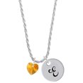 thumbnail image 1 of Delight Jewelry Yellow Crystal Heart Silvertone Script Initial Disc - E - Charm Necklace, 20"+3", 1 of 4