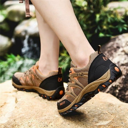 

XIAQUJ Fashion Spring and Summer Women Sports Shoes Thick Soles Non Slip Outdoor Hiking Shoes Mesh Breathable Lace up Comfortable Women s Fashion Sneakers Brown 7.5(39)
