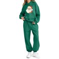 thumbnail image 4 of Conjunto de sudadera con capucha de manga larga para niños con estampado invernal y pantalones deportivos con lazo en las piernas, deportivo informal con forro polar para mayor calidez, conjunto de do, 4 of 5