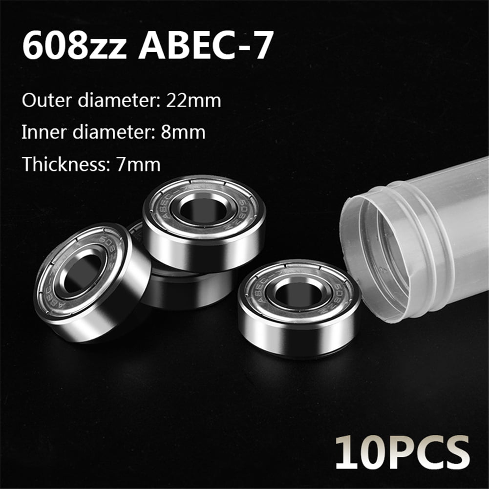 ** 8x ABEC 11 Bearings 608-RS - Silver/Red -.. Poly.. ABEC 11 8x22x7mm.. * NEW * 