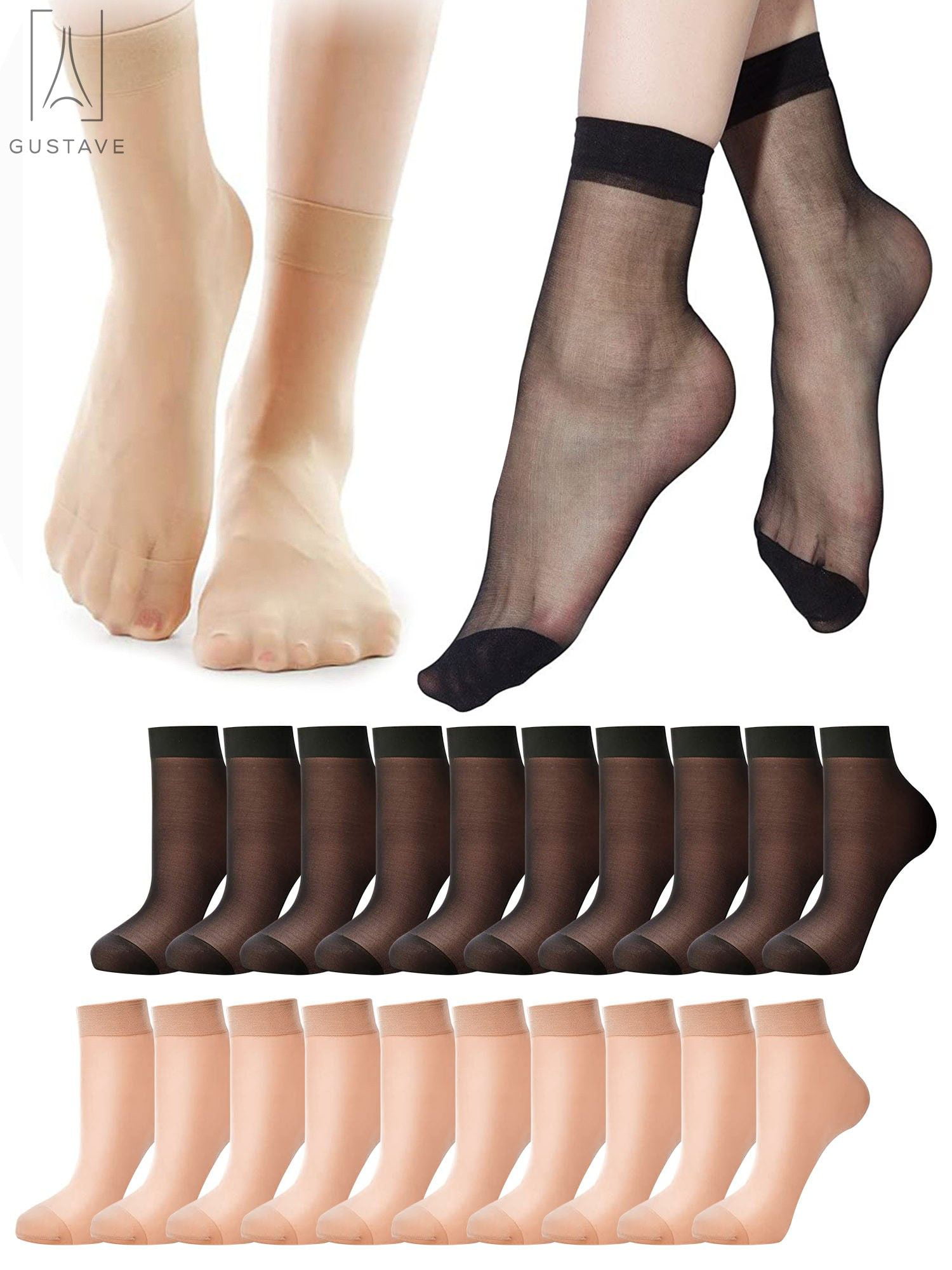 5 Pack Womens Ankle High Sheer Socks Silky Hosiery