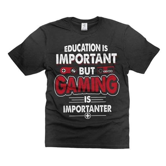 Funny Gaming Shirt Education Is Important But Gaming Is Importanter Shirt Gamer Shirts Gaming Tees